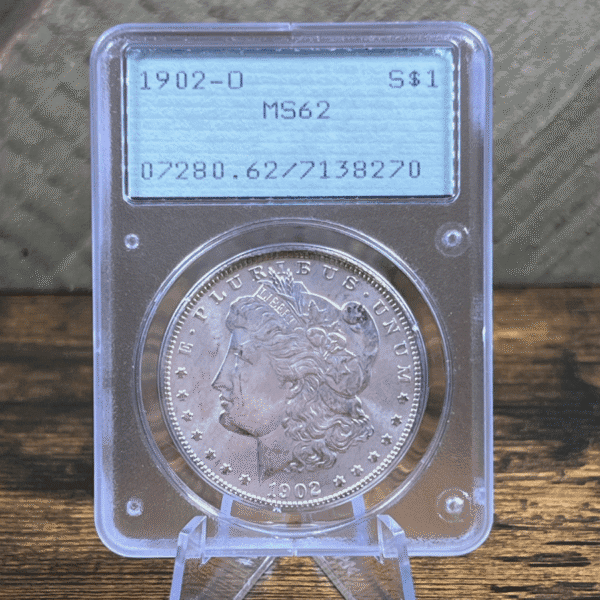 1902 O Morgan Dollar Silver Coin MS 62 PCGS Rattler 8270 Obverse