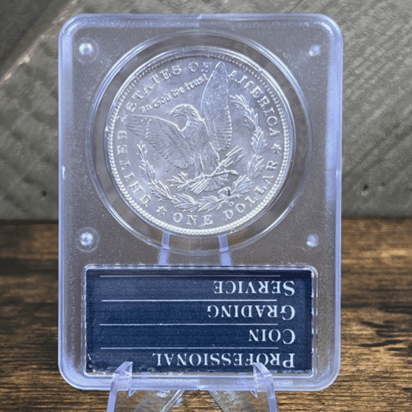 1904 O Morgan Dollar Silver Coin MS 63 PCGS Rattler Reverse