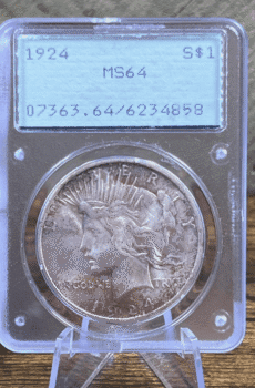 1924 Peace Dollar Silver Coin MS 64 PCGS Rattler Obverse