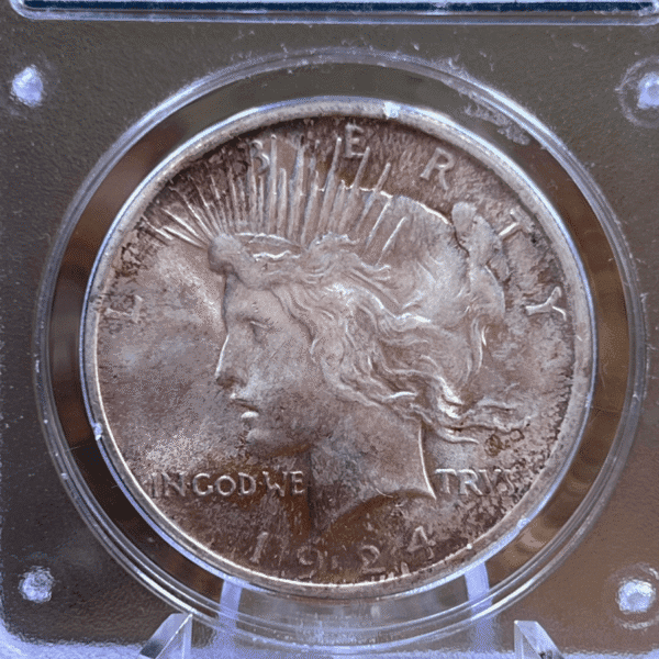 1924 Peace Dollar Silver Coin MS 64 PCGS Rattler Obverse