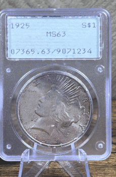 1925 Peace Dollar Silver Coin MS 63 PCGS Rattler Obverse